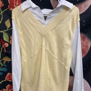 Light yellow and white dress shirt with built in sweater vest